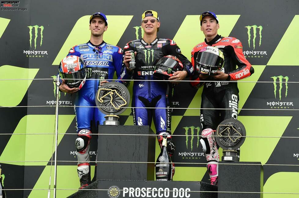2021: 1. Fabio Quartararo (Yamaha), 2. Alex Rins (Suzuki), 3. Aleix Espargaro (Aprilia)